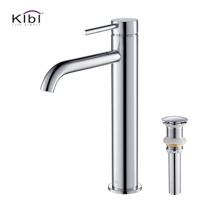 Kibi Circular Single Handle Bathroom Vessel Sink Faucet with Pop Up Drain C-KBF1009CH-KPW101CH